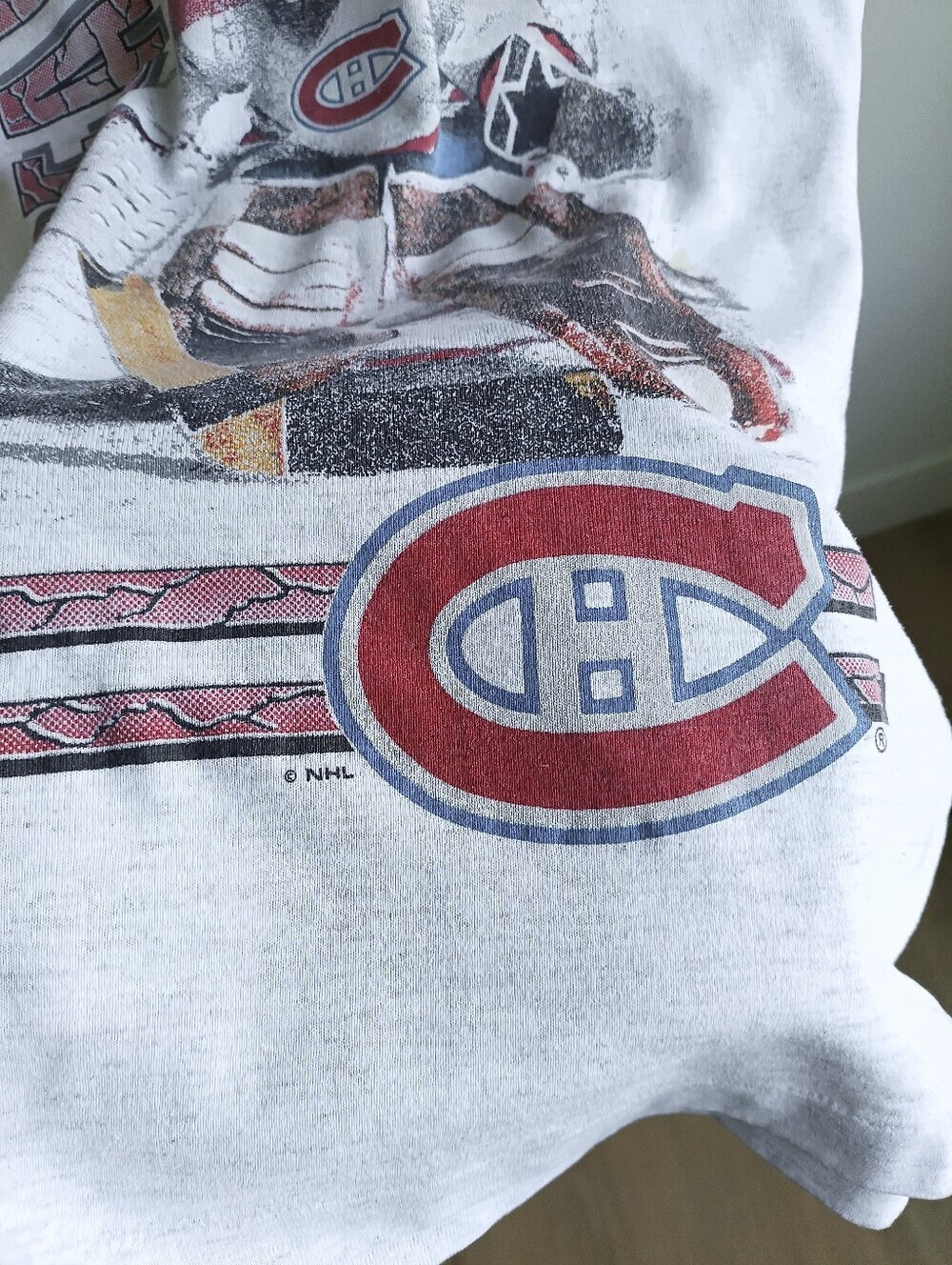 Vintage Montreal Canadiens Youth Large T-Shirt Gray Bulletin Junior 1990s Habs G - Picture 5 of 9